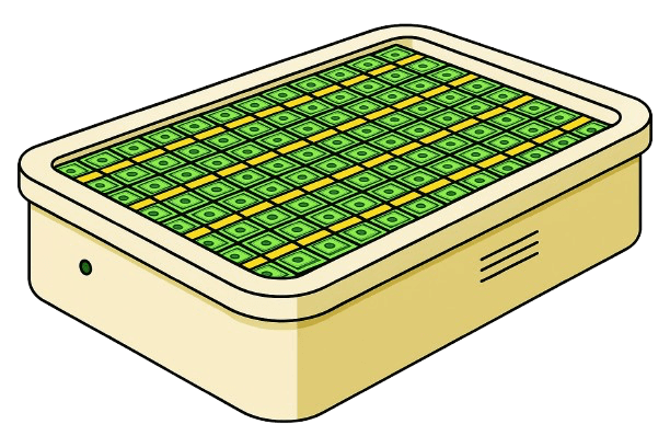 A hot tub filled with stacks of $100 bills
